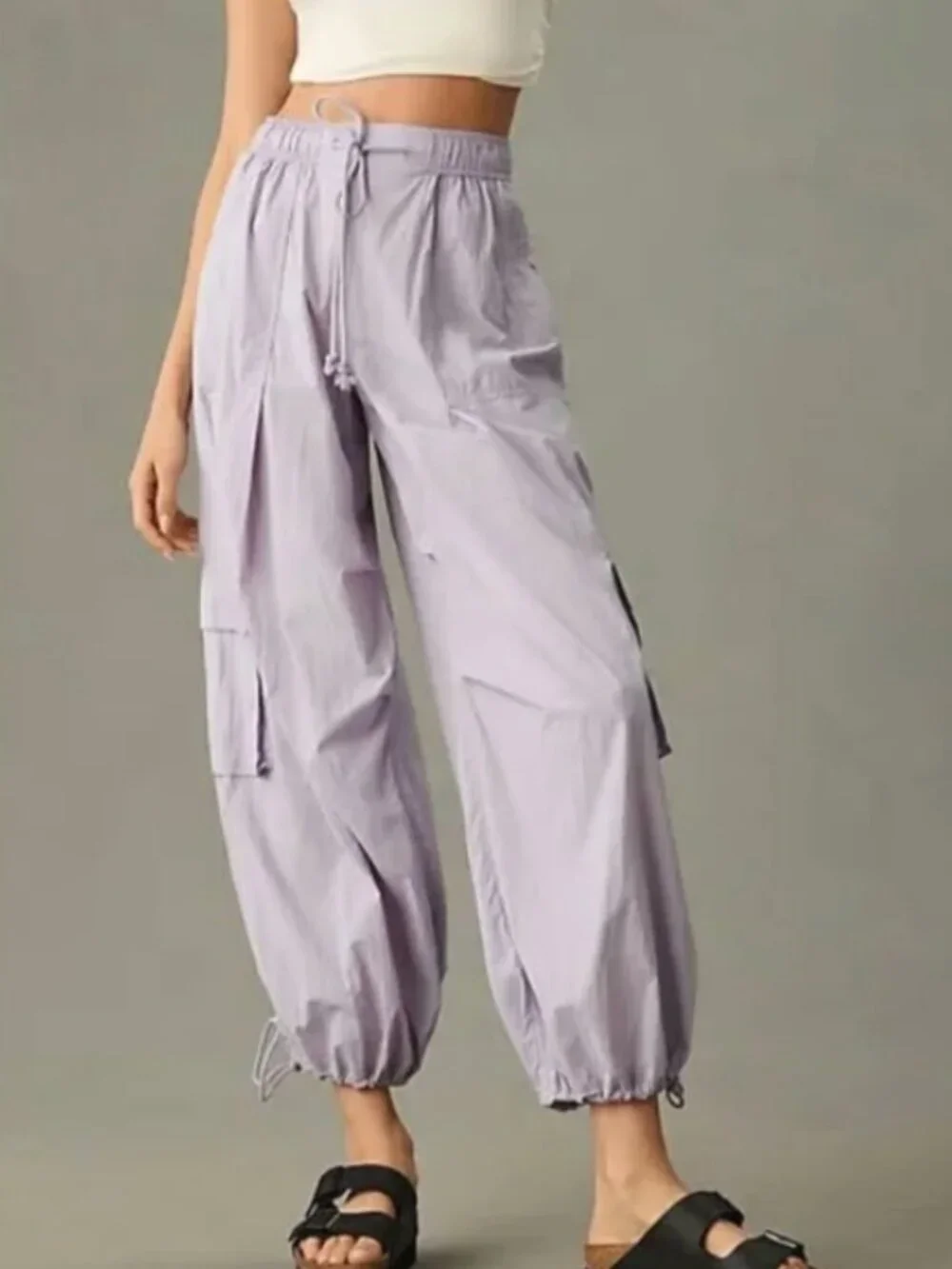 Anthropologie Light Lavender Cargo Joggers - Picture 1 of 9